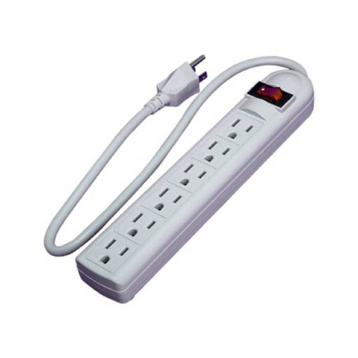 Regleta de 6 tomacorrientes con switch protector